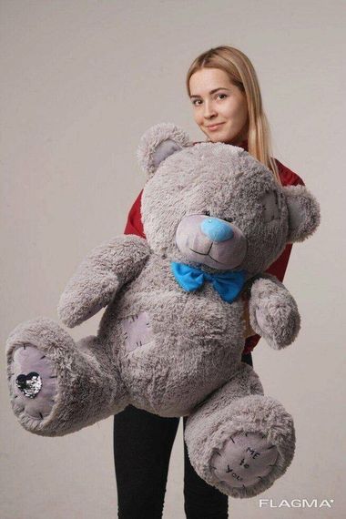 Мишка плюшевый с латками Yarokuz Me To You 100 см Серый | Зображення 6