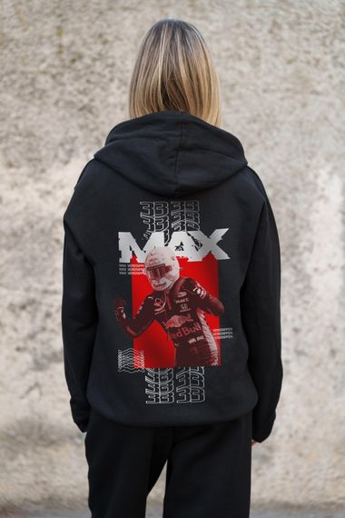 Утеплене зіп худі на флісі зіпер з принтом Max Without Kane Black | Зображення 6