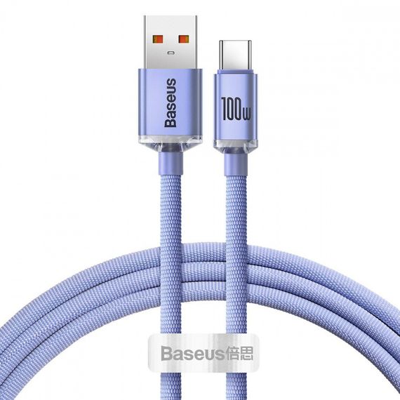 Кабель Baseus Crystal Shine Series Type-C 100W (1.2m), Пурпуровий, 1.2 м