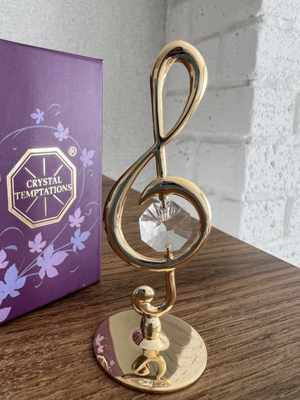 Кришталева мініатюра ручної роботи зі стразами Скрипковий ключ, 8 см