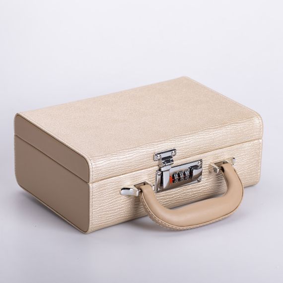 Шкатулка для украшений из эко кожи 2 яруса с кодовым замком органайзер для ювелирных изделий | Зображення 4