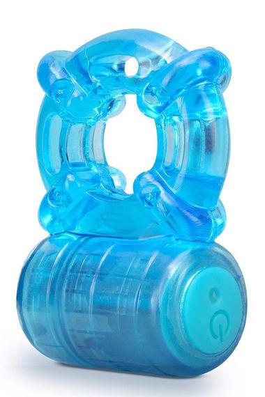 Кільце ерекційне з вібрацією STAY HARD 5 FUNCTION COCK RING BLUE Sex Aura