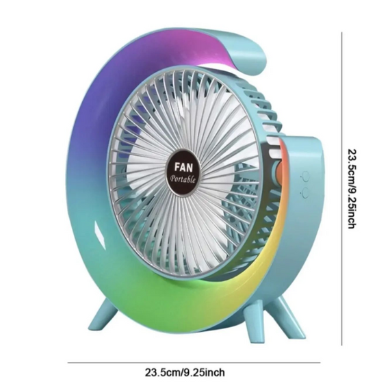 Вентилятор настільний із підсвіткою Хіт 2025 року XL-1292, портативний настільний акумуляторний вентилятор 235×235×50 мм | Зображення 3