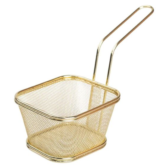 Корзина сервировочная для картофеля фри и снеков 13×11×7 см Золотая HP-19-4-L-G