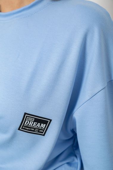 Женский летний костюм оверсайз шорты и футболка голубой размер L/XL 241R5004 | Зображення 5