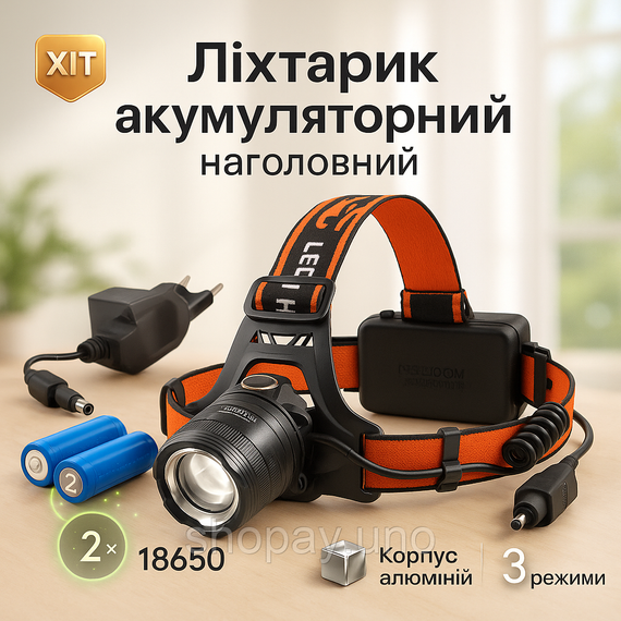 Фонарь на голову для рыбалки POLICE, Налобный фонарь для сантехника Светодиодный на лоб WI-91
