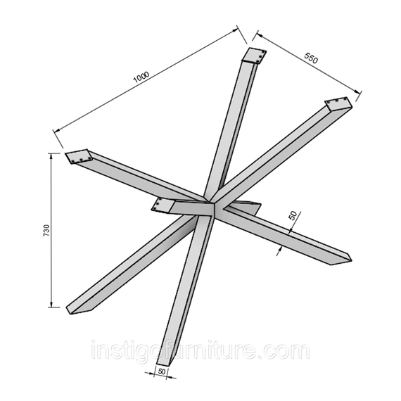 Каркас для столу з металу 1000×550mm, H=730mm Золото | Зображення 6