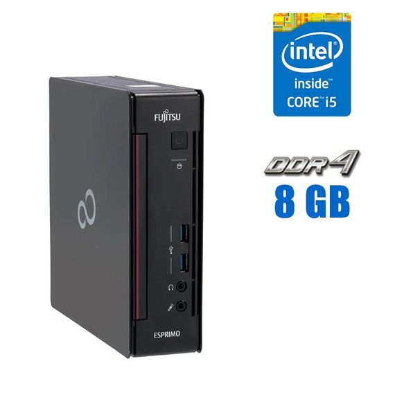 Неттоп Fujitsu Esprimo Q556 USFF / Intel Core i5-6500T (4 ядра по 2.5 - 3.1 GHz) / 8 GB DDR4 / 240 GB SSD / Intel HD Graphics 530 / DVD-ROM б/у