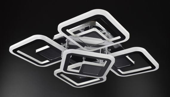 Люстра світлодіодна стельова LED світильник для квартири на стелю лед з пультом 26024 Хром 10х40х40 см.