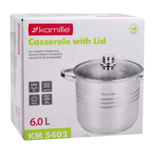 Каструля нержавіюча сталь 6л 22*17см 5402 KAMILLE | Зображення 4