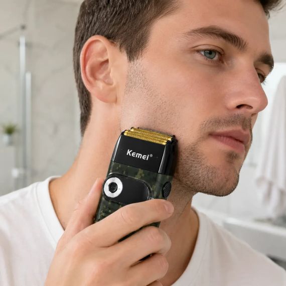 Електрична бездротова бритва для чоловіків, USB-C, Kemei KM-2027, Піксель / Чоловіча акумуляторна електробритва / Шейвер | Зображення 2
