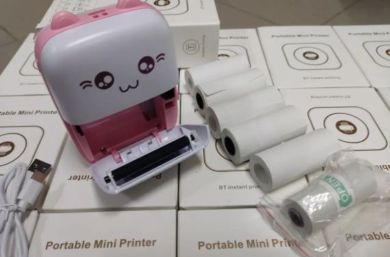 Портативний Рожевий міні принтер 1 рулон Mini Printer термопринтер кишеньковий дитячий принтер термо принтер | Зображення 4