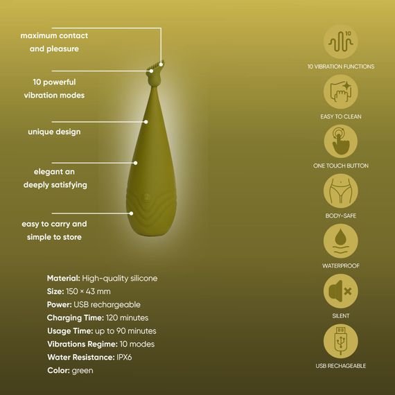 Вібростимулятор із різними насадками Sweet Em, зелений Sex Aura | Зображення 6