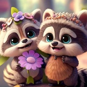 Набор для творчества алмазная мозаика 5D Два милых и няшных енота полный комплект 20см x 20см отличный подарок
