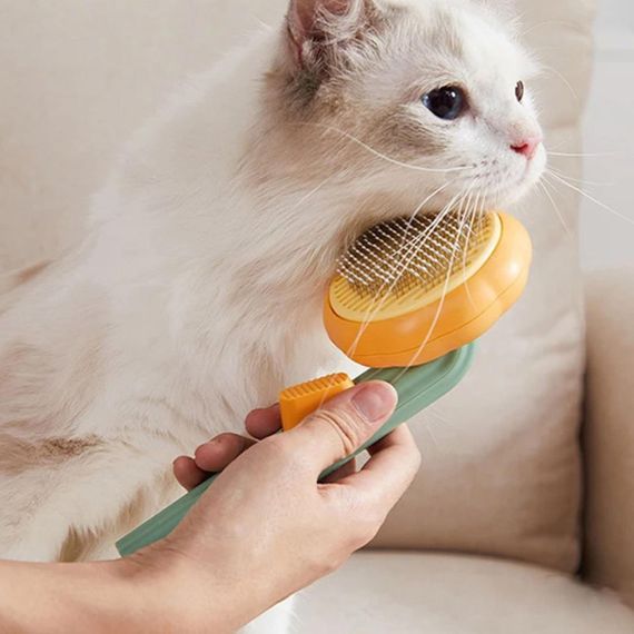 Щетка для вычесывания шерсти кошек и собак, Pet Tails Brush W26 / Расческа для животных с кнопкой | Зображення 1