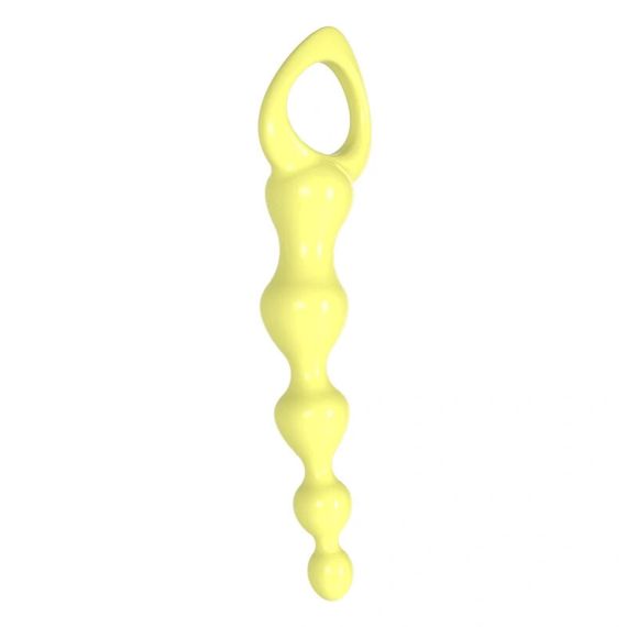 Анальні кульки MELEON Advanced Anal Beads 2, жовтий ланцюжок із TPE з петлею-ручкою Sex Aura | Зображення 7