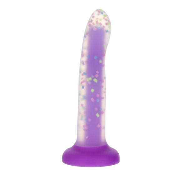 Фалоімітатор, що світиться в темряві, ADDICTION Rave 8″, Glow in the Dark Dildo Purple Confetti, 20,3 см sexstyle