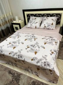 Комплект постельного белья Soft евро 200х220 см цветы на белом