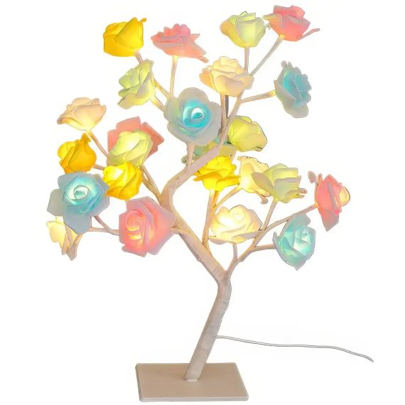 Біло-рожева Настільна світлодіодна лампа / Дерево Троянда / Декоративна настільна лампа для дому | Зображення 1