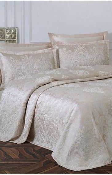 Покрывало(240х260см) с наволочками (50х70см) Gardines Melisa bej Жаккард