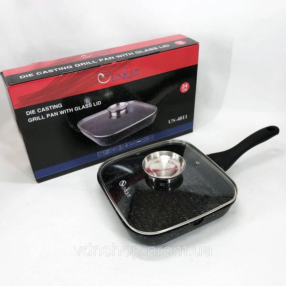 Сковорода для смаження на індукційній плиті, Сковорода алюмінієва поглиблена гриль зручна QO-55 | Зображення 8