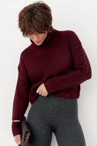 Базовий теплий гольф у рубчик - бордо цвет, ONE SIZE (є розміри)