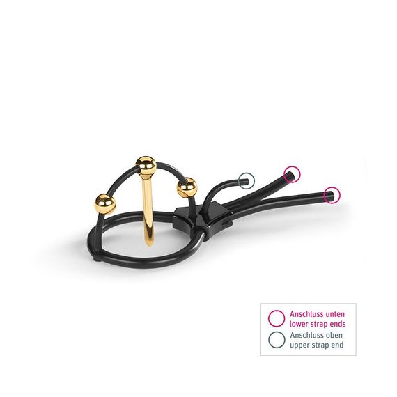 Утяжка для пеніса Mystim Plunging Pete, позолочена, з двома кульками і коротким уретральним зондом | Зображення 1