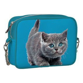Сумка на ланцюжку Cherie Серый котенок 21x17x7 см