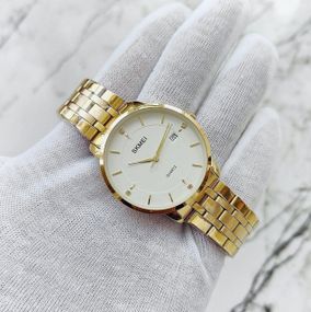Мужские класические  кварцивые часы Skmei 1801 Gold