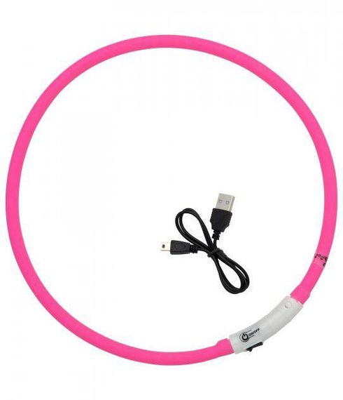Светящийся LED ошейник, для собак, с USB зарядкой, 38 см, М, Фиолетовый | Зображення 3