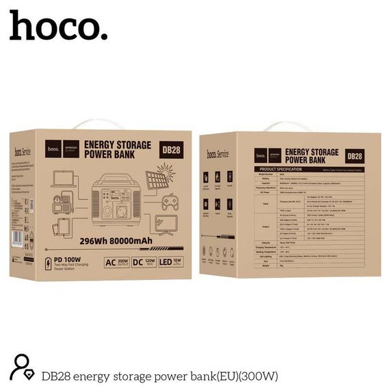Портативная электростанция HOCO Energy storage DB28 80000mAh 300W 3USB Портативная зарядка Електрогенератор | Зображення 1