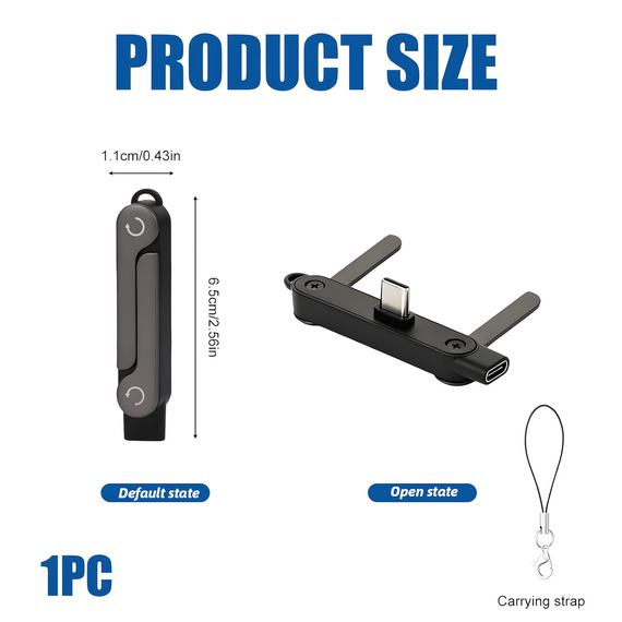 Адаптер перехідник USB Type-C на Type-C 240W зі складаною підставкою black | Зображення 1