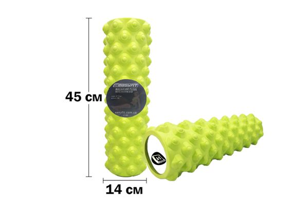 Масажний ролик EasyFit Grid Roller Extreme 45 см Салатовий (EF-2051-GN) | Зображення 1