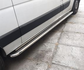 Боковые пороги Premium (2 шт., нерж.) 51 мм, средняя база для Renault Master 2011-2024 гг