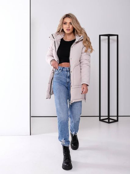 Жіноча зимова куртка з капюшоном, арт. 509, беж (жемчуг) | Зображення 2