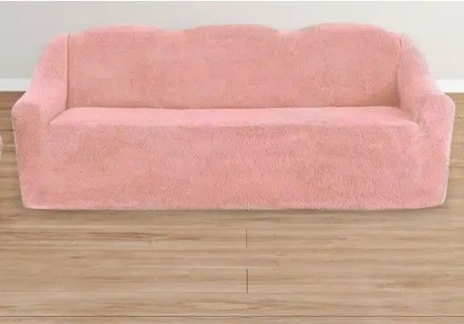 Чохол на тримісний диван плюшевий Venera "Sofa soft" 306 Пудровий