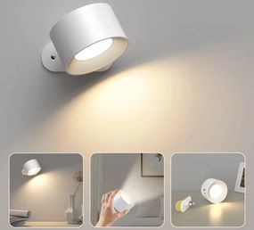 Настенный светильник Mexllex LED с аккумулятором и сенсорным управлением, 360° вращение – White