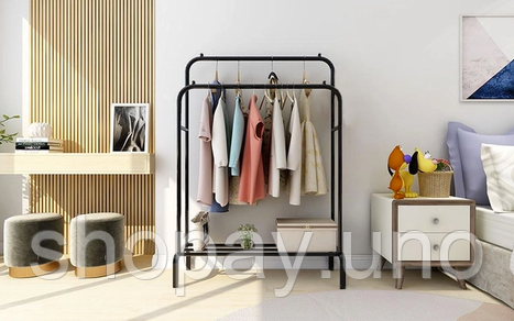 Подвійна стійка – вішалка для одягу Double floor Hanger з полицею для взуття, Ш104хГ41.5хВ152 | Зображення 2