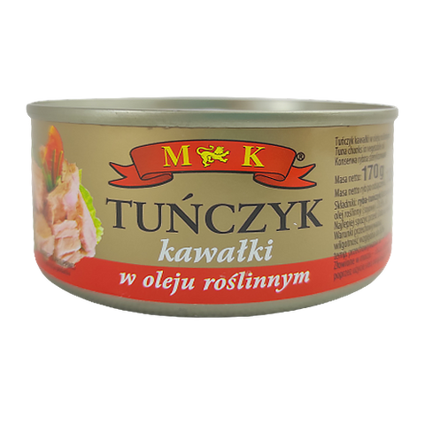 Тунец цельный в растительном масле M&K Tunczyk, 170г кусками, Польша