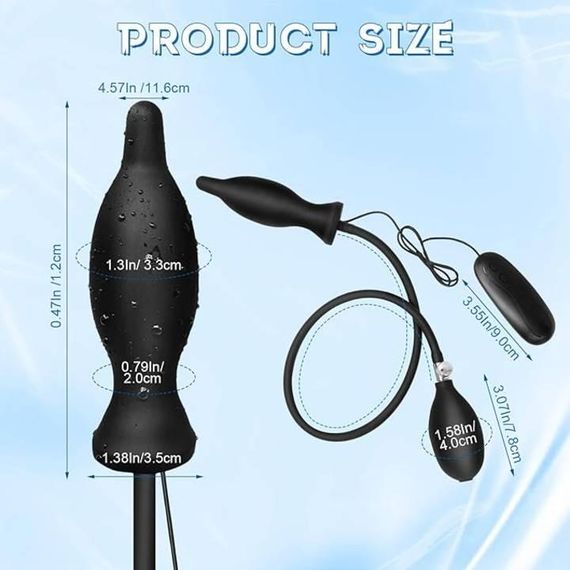 Надувний анальний розширювач із вібрацією 3,8 см х 7 см, 10 режимів | Зображення 3