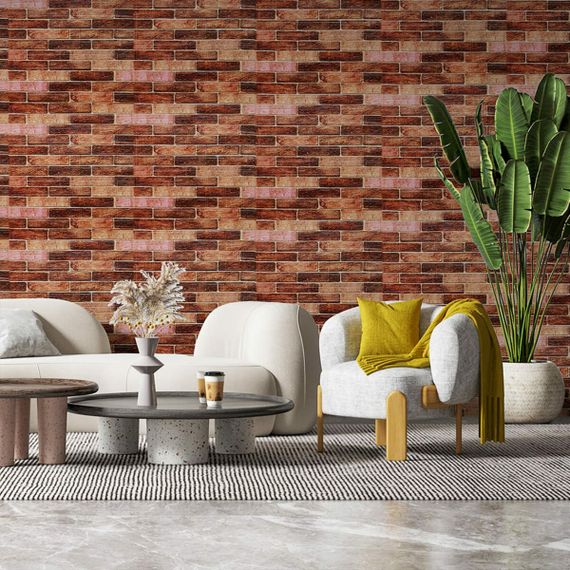 Самоклеюча 3D панель під коричневу цеглу катеринослав Sticker Wall 20000х700х3мм | Зображення 6