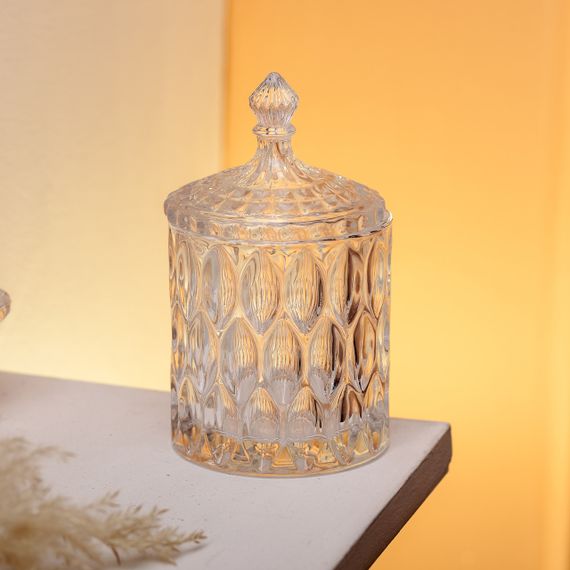 Конфетница с крышкой Ø 7.5 см ваза сахарница круглая стеклянная HP-4-102 | Зображення 3