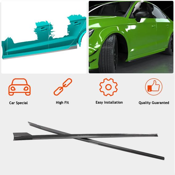 Боковые Пороги V1 (для S-Line SD, Карбон) для Ауди A3 2012-2020 гг | Зображення 2