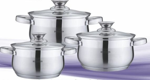 Набор кастрюль Bohmann BH-0715, 6 предметов нержавеющая сталь, для индукции