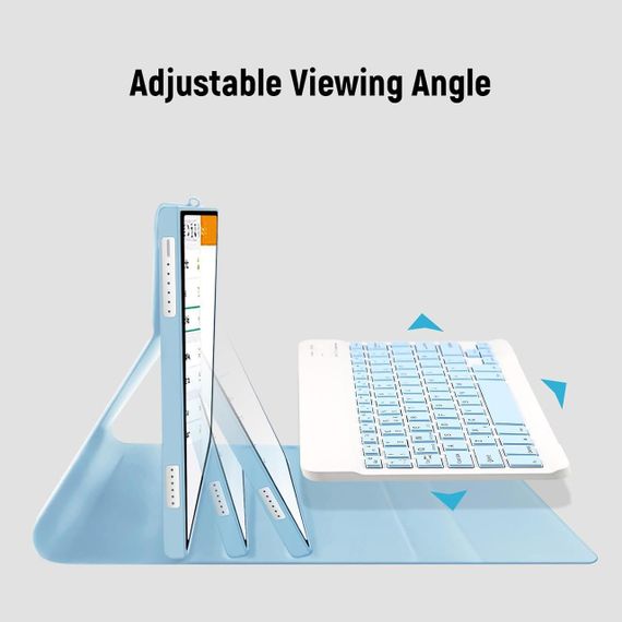 Чохол з Bluetooth-клавіатурою для Lenovo Tab M10 Plus 3-го покоління 10.6”, блакитний з тримачем для стилуса, QWERTY розкладка | Зображення 4