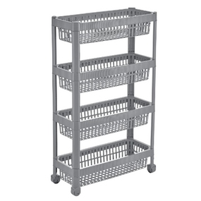 LINE етажерка універсальна на колесах, дизайн в вертикальну смужку (6) (х38 сірий)