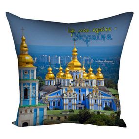 Подушка габардинова з принтом Михайлівський Золотоверхий монастир 40x40 (4P_UKR063)