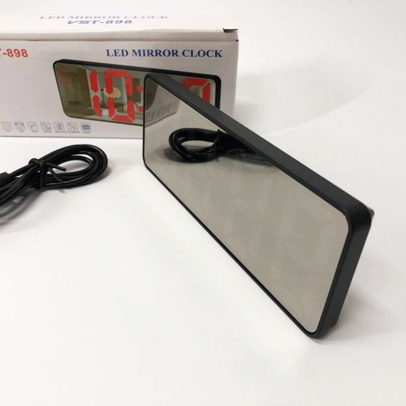 Электронные настольные LED часы от USB VST-898-1 с будильником и термометром, Настольные LED Лед часы | Зображення 6