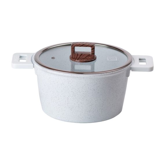 Алюмінієва каструля з керамічним покриттям антипригарним Ø 24 см Біла MGC HP-4-441