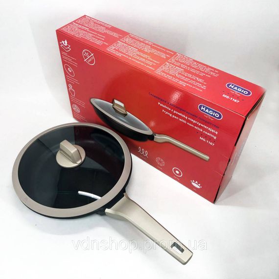 Сковорода якісна на плиту Magio MG-1167 26 см, Якісні кухонні сковорідки, Сковорода гриль зручна UL-56 | Зображення 9